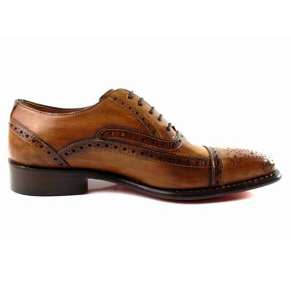 Italian Handmade Men\'s Leather Shoe / Jean Brown Brogue Leather Shoes For Men